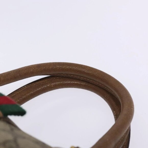 GUCCI GG Supreme Web Sherry Line Bag PVC Beige Red Green 39 02 007 Auth mr1490 - Picture 9 of 16